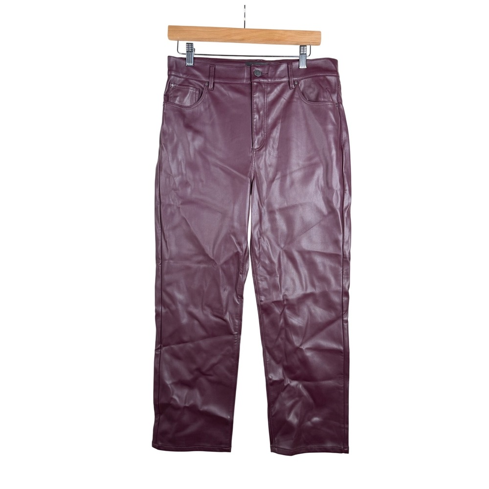 Ann Taylor Faux Leather Five Pocket‎ Straight Pants size 10 Petite Purple